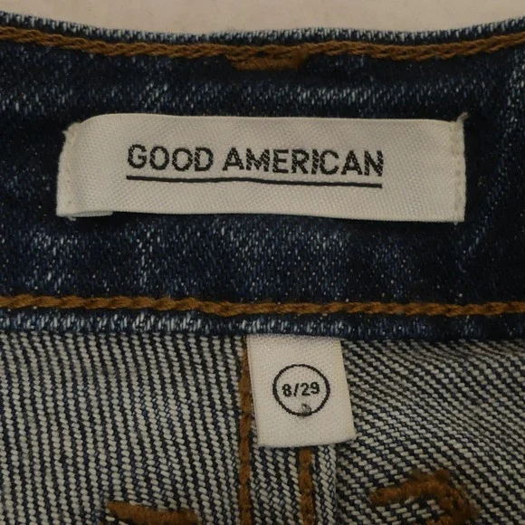 Good American Shorts‎ Womens 8 Blue High Rise Distressed Denim Cutoff Frayed Hem - Picture 3 of 8